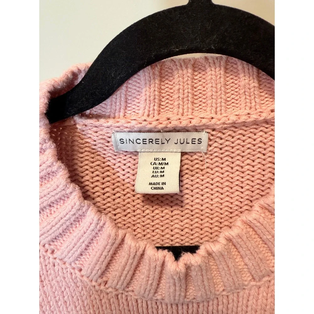 Sincerely Jules Pink Bow Knit Crewneck‎ Sweater Size Medium